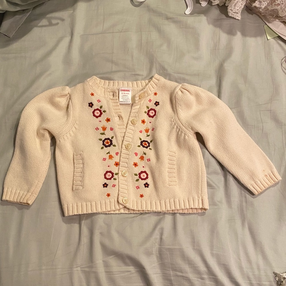 Gymboree cream embroidered cardigan, 12-18 months